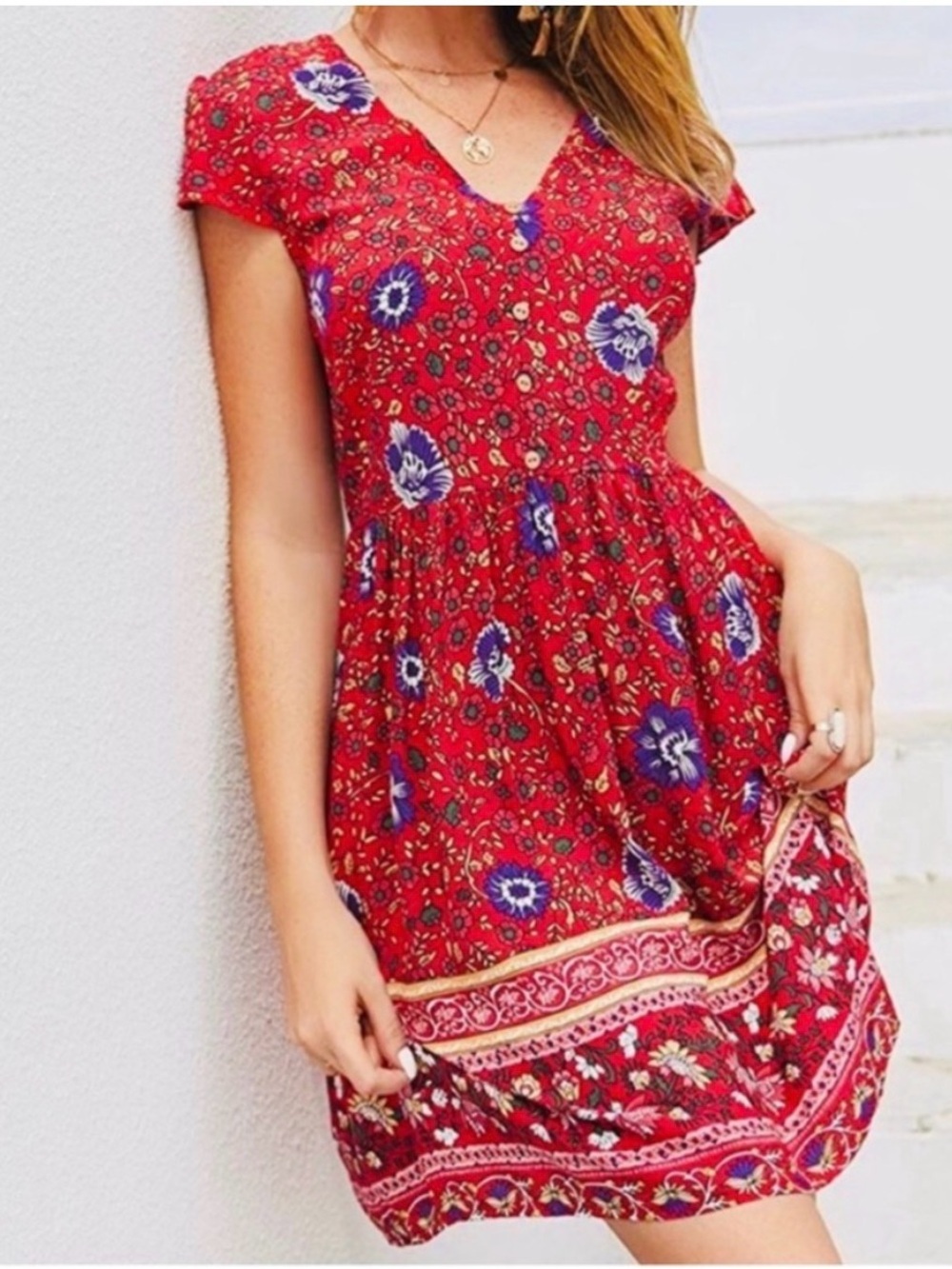 Kirundo Dress Size XL Floral 100% Cotton Bohemian Hippie Summer Festival NWT